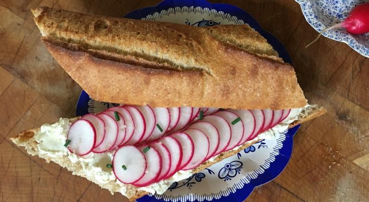 La Brea Bakery Wheat Baguette Spring Radish Tartine