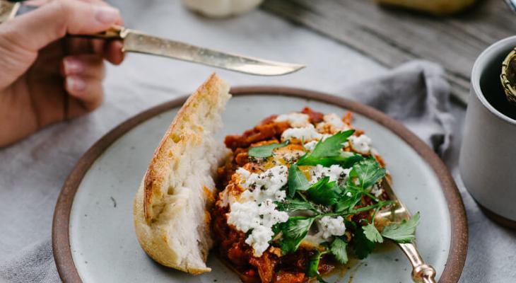 Shakshuka with Chevre & Fresh Herbs