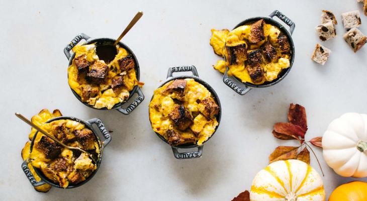 Sweet Pumpkin Goat Cheese Strata