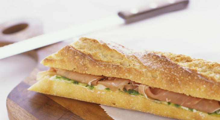 Baguette with Butter and Prosciutto