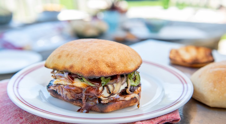 Charred Jalapeno, Jack Burger with Smokey BBQ Sauce